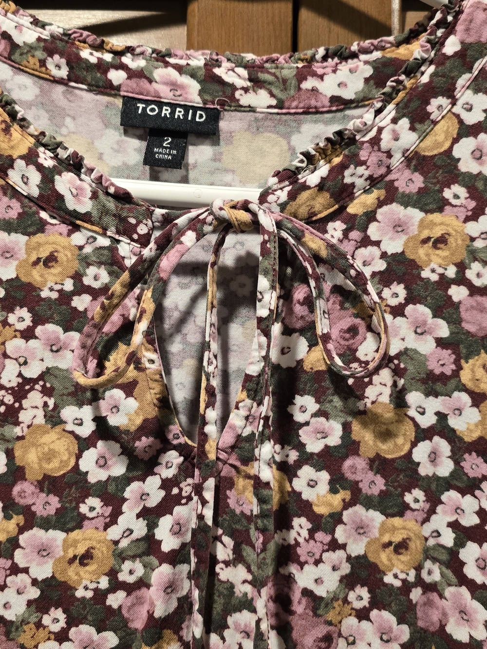 torrid Floral Ditsy Mini Dress in Burgundy, Pink, White & Sage - Picture 7 of 10